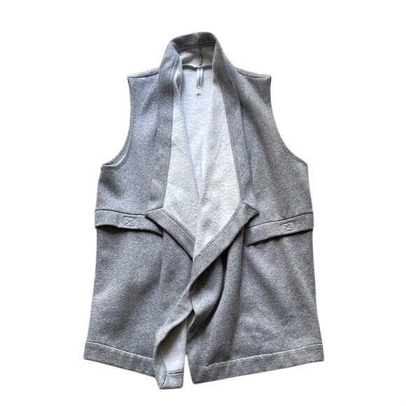 Fabletics Jackets & Blazers - Fabletics Open Front Waterfall Vest Size M Heather Gray Draped Fleece Athleisure